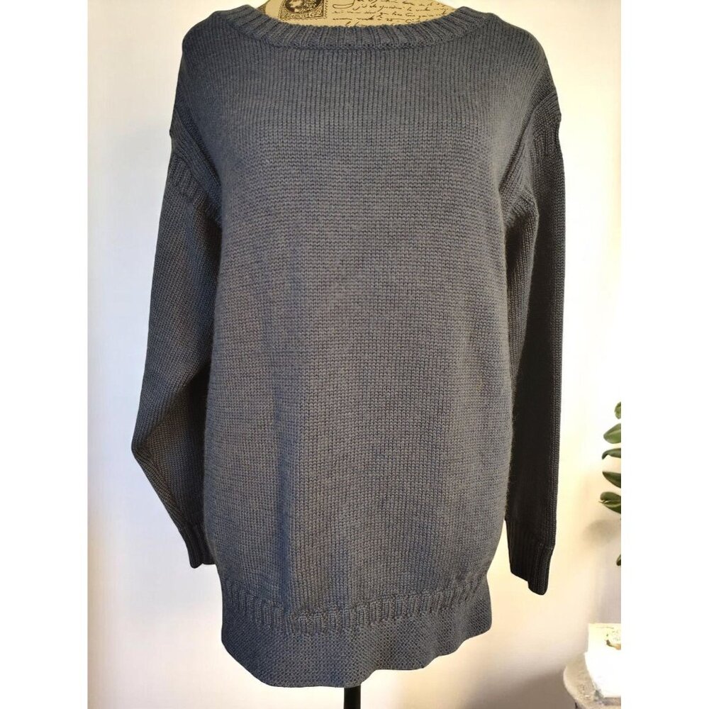 Woolovers Size Large Women's Sweater, Gray Blue, Pure Wool Knit Pullover